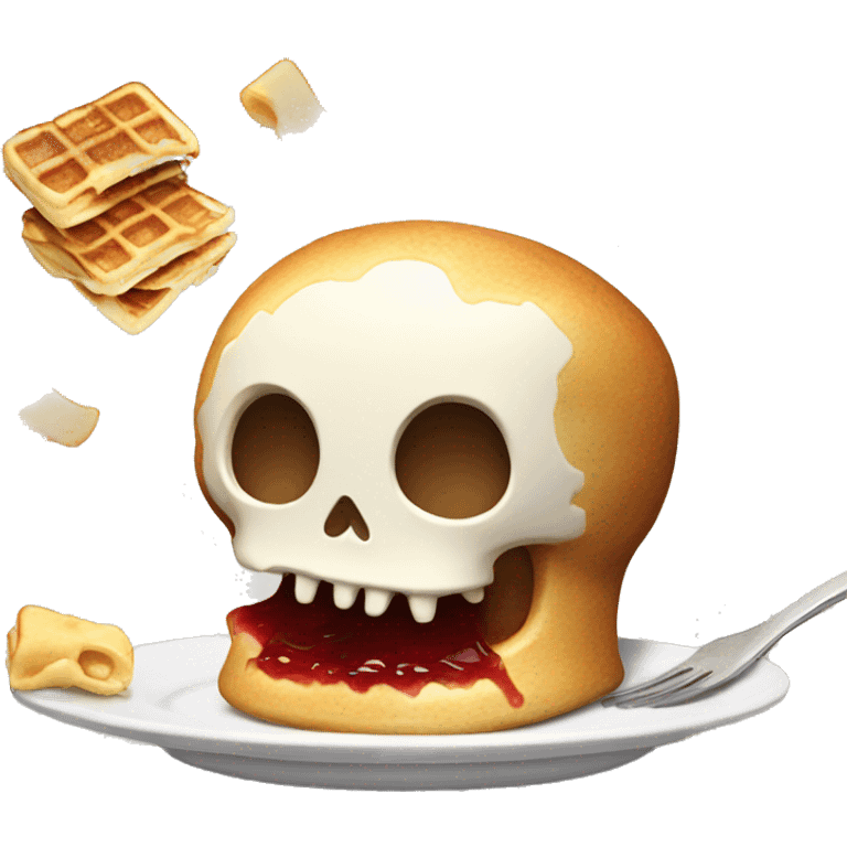 Skull Emoji eating Pancakes and Waffles and Exploding his Head emoji