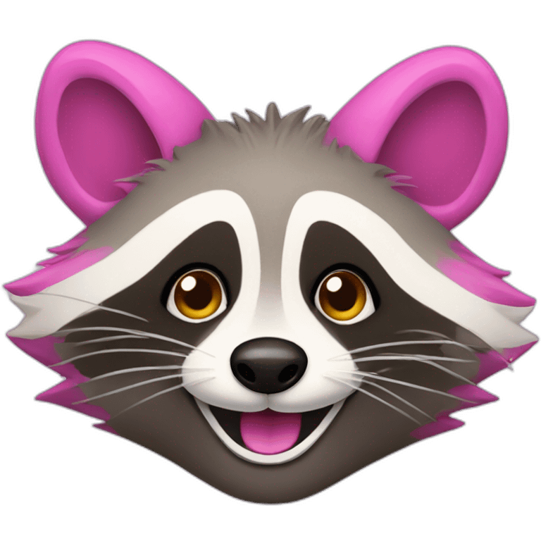 Pink cheerful raccoon emoji