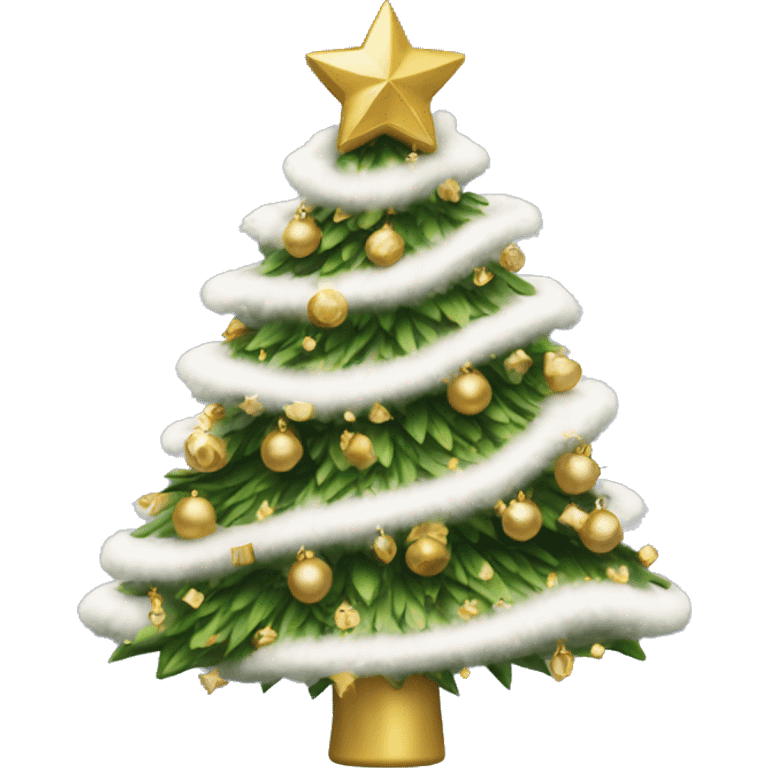 Christmas tree with white and gold decorations emoji