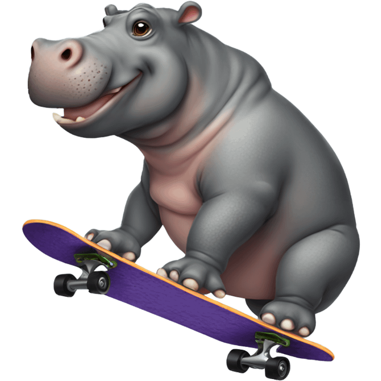 hippo riding skateboard emoji