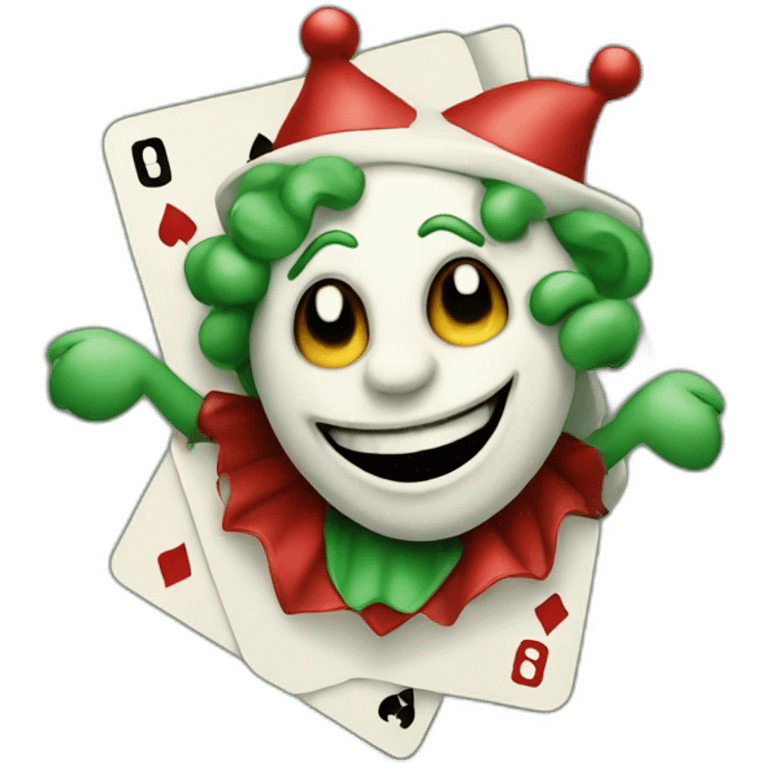 The jester comes out of a playing card emoji