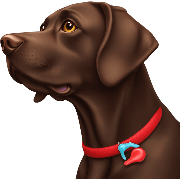 Chocolate lab with red bone toy  emoji