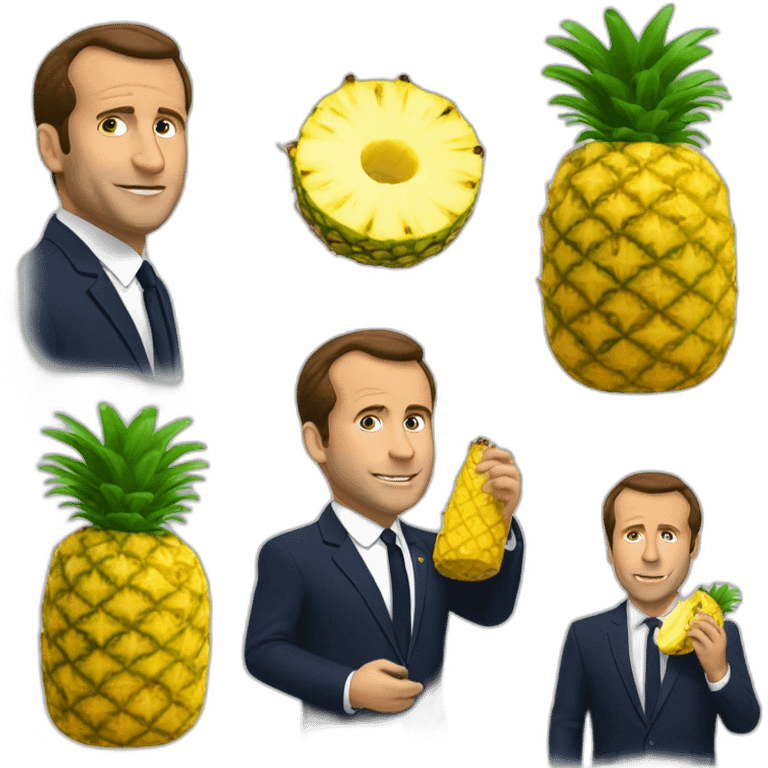 macron eating ananas emoji