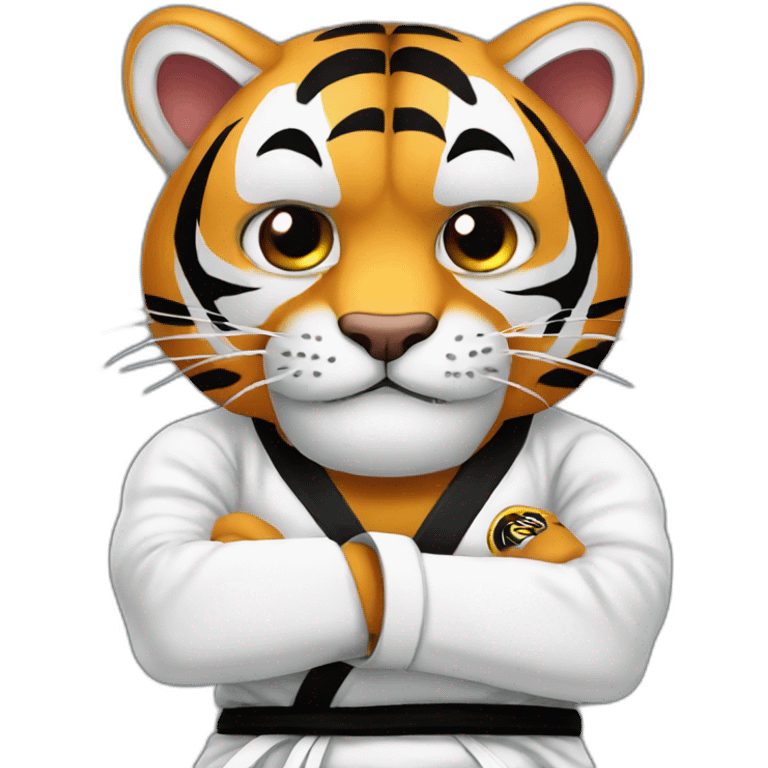 Tiger with evil face   jiu jitsu with his arms crossed emoji