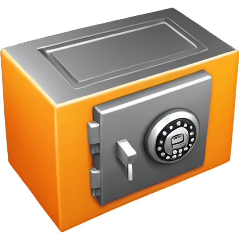 3d colosed isometric small safe in orange or yellow emoji