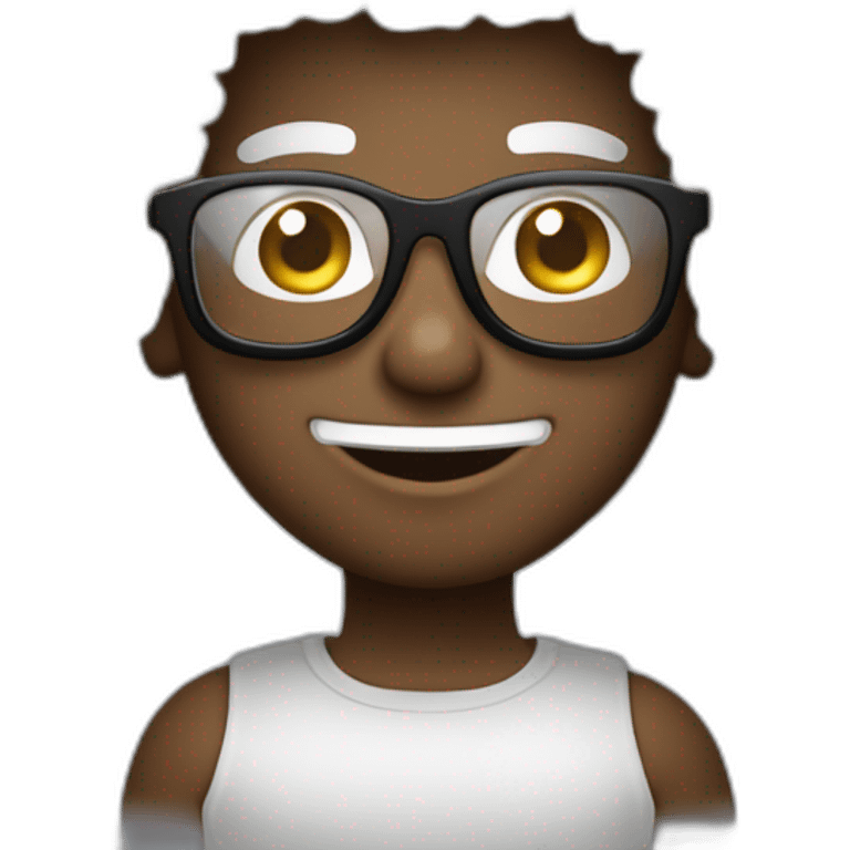 garçon blanc cheveux bouclé afro noir avec lunettes carré emoji