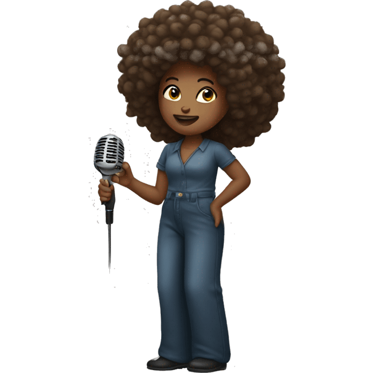 Afro girl holding a mic emoji