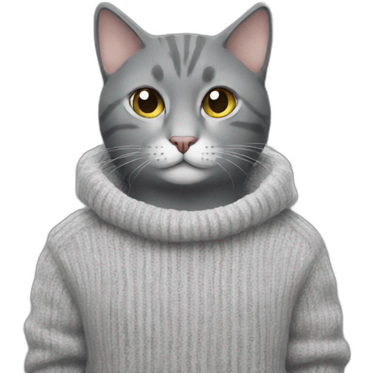 Grey Cat wearing a sweater  emoji