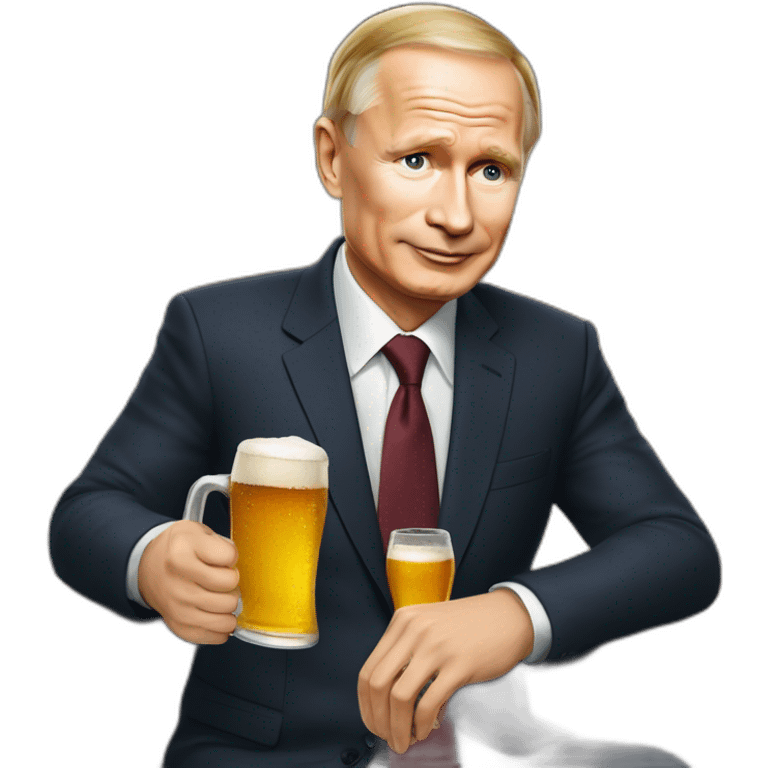 Le président  Vladimir poutine qui boie une bière emoji