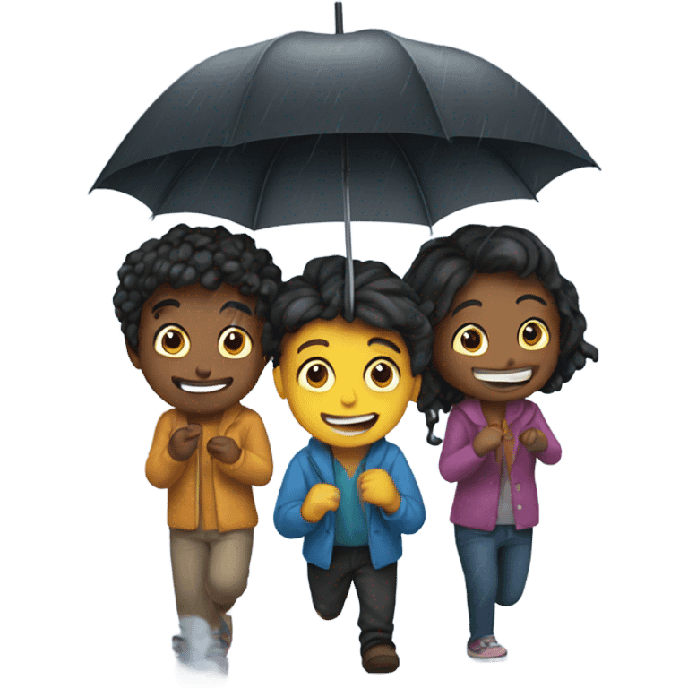 4 friends playing down of the rain  emoji