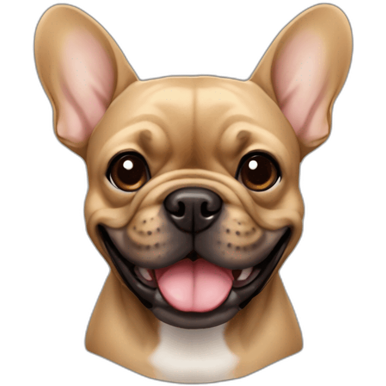 Happy Light Brown and black French bulldog emoji