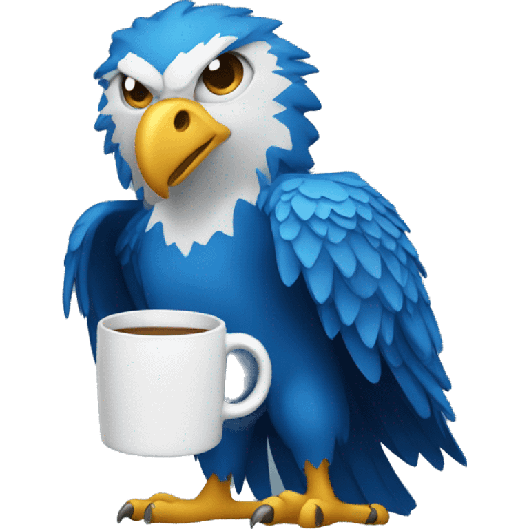 create a blue eagle holding a mug. emoji