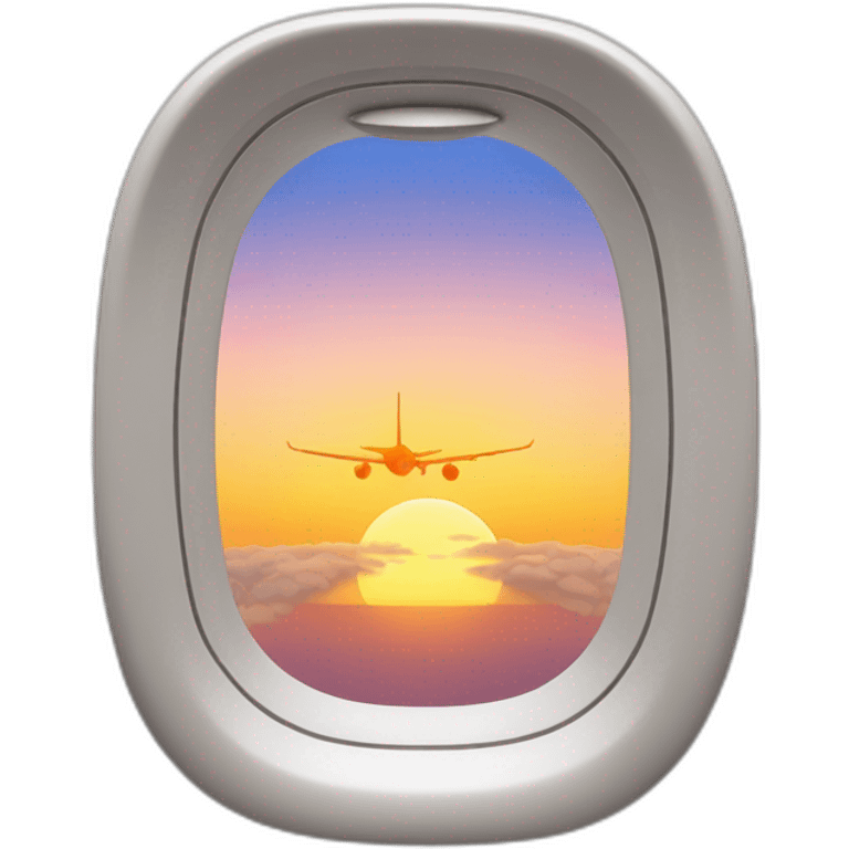 Plane window with sunset emoji