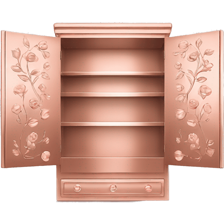 Realistic front facing rose gold hanging cabinets with flower pattern on them. emoji