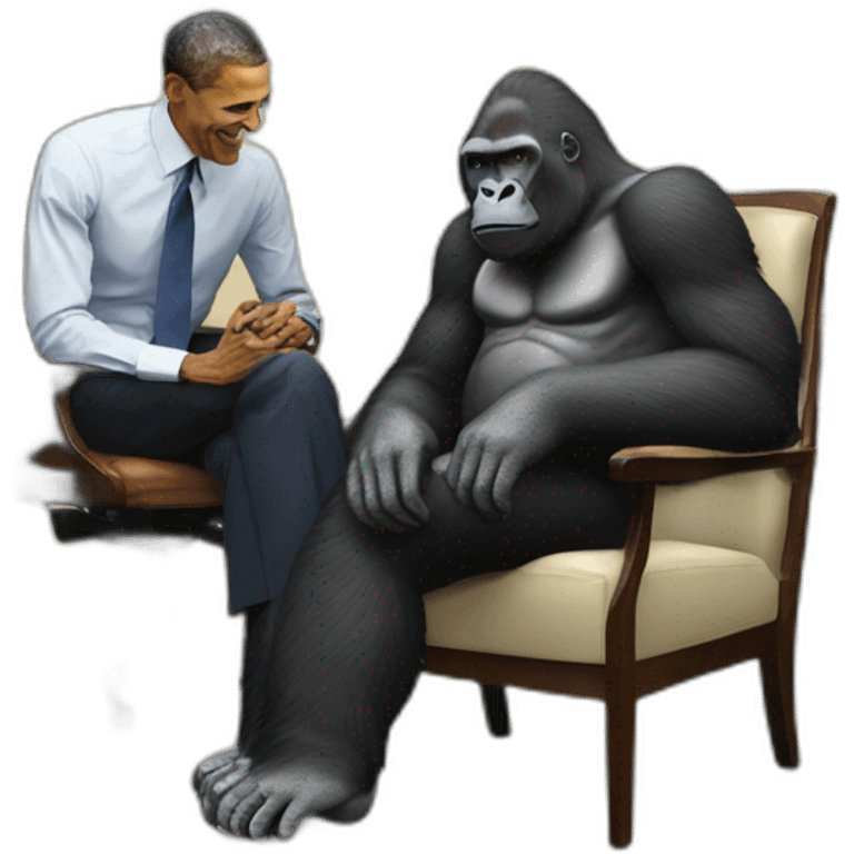 Gorilla chilling with Barack Obama emoji