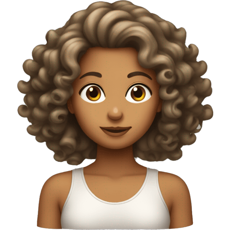 Tanned girl with curly hair  emoji