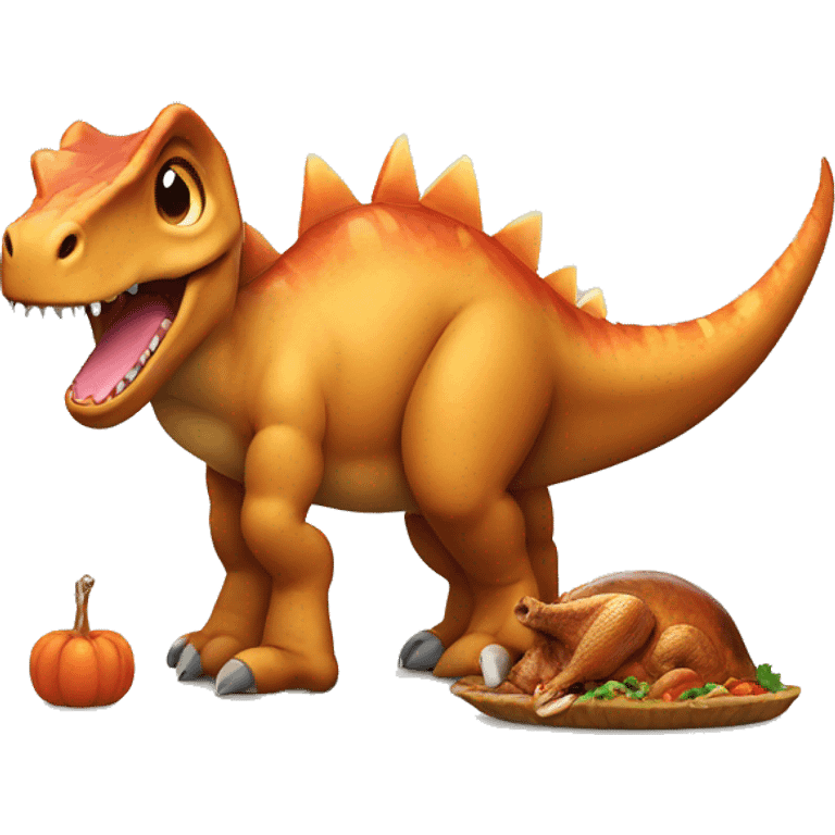 Dinosaur with Turkey emoji