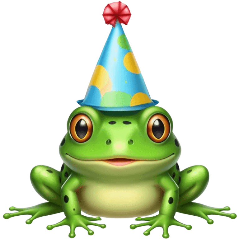 Frog wearing party hat emoji