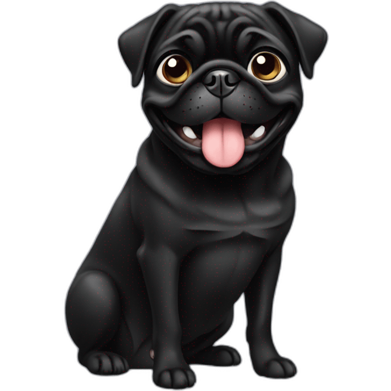 Black Pug happy emoji