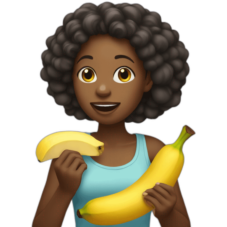 Black girl eating a banana emoji