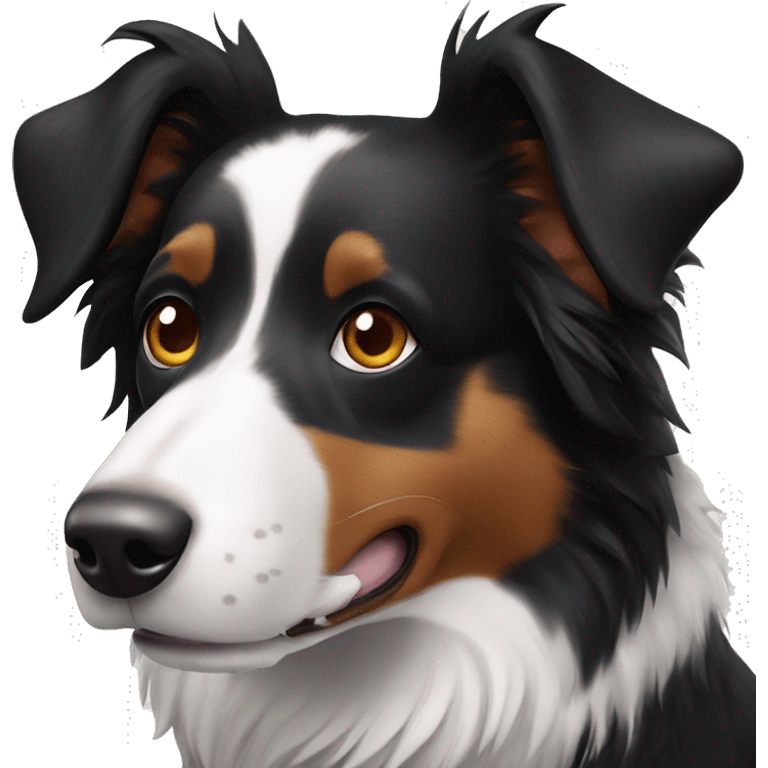 Black and white border collie with dark brown eyes emoji