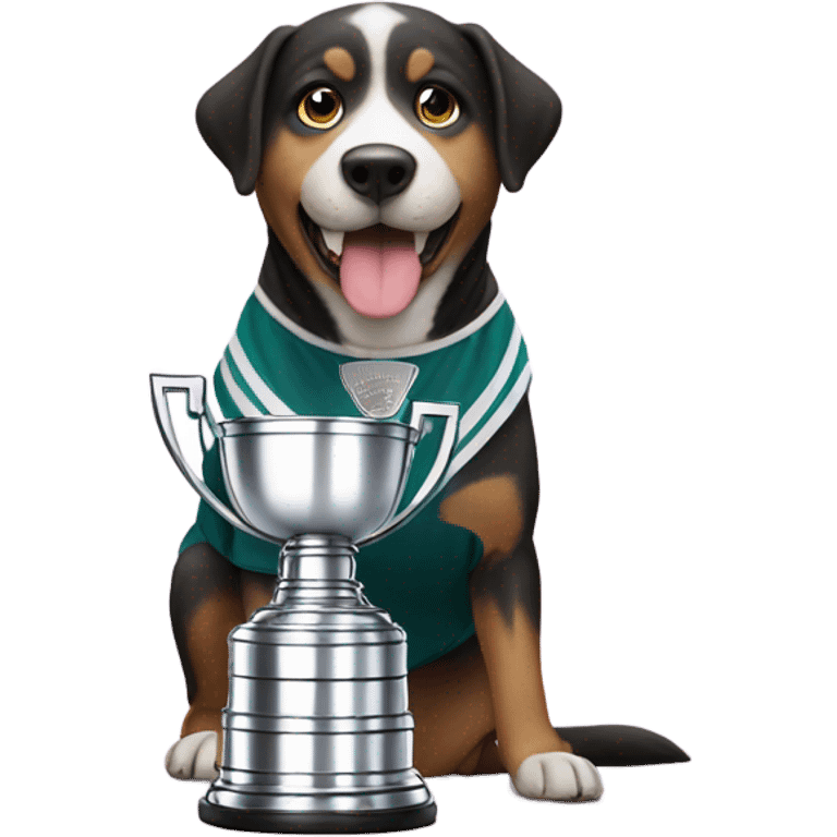 Dog with a Stanley cup emoji