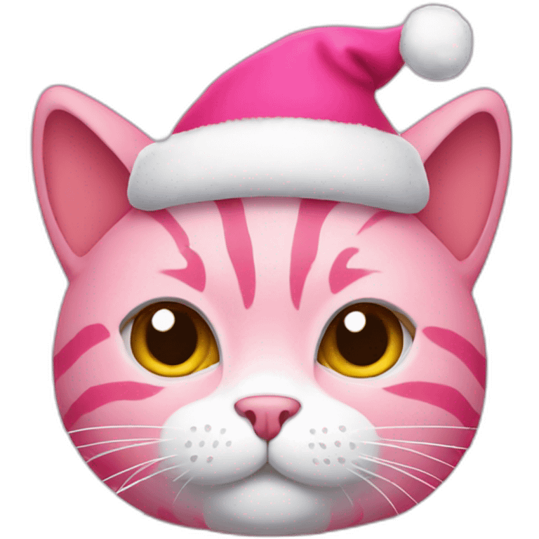 pink cat with christmas hat emoji