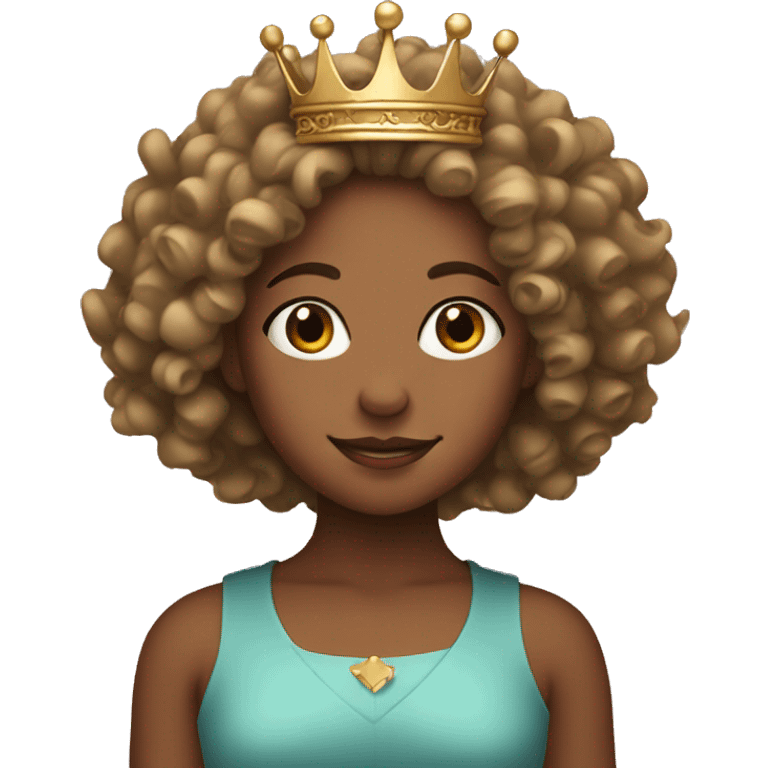 girl with curly hair wearing a crown emoji