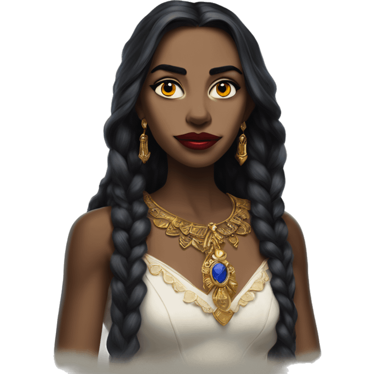 US president Jasmine in Warcraft style, oil paint, mysterious eyes, intricate lips, masterpiece pose, odd perspective, beautiful, desirable, logical, midsommar, ikea emoji