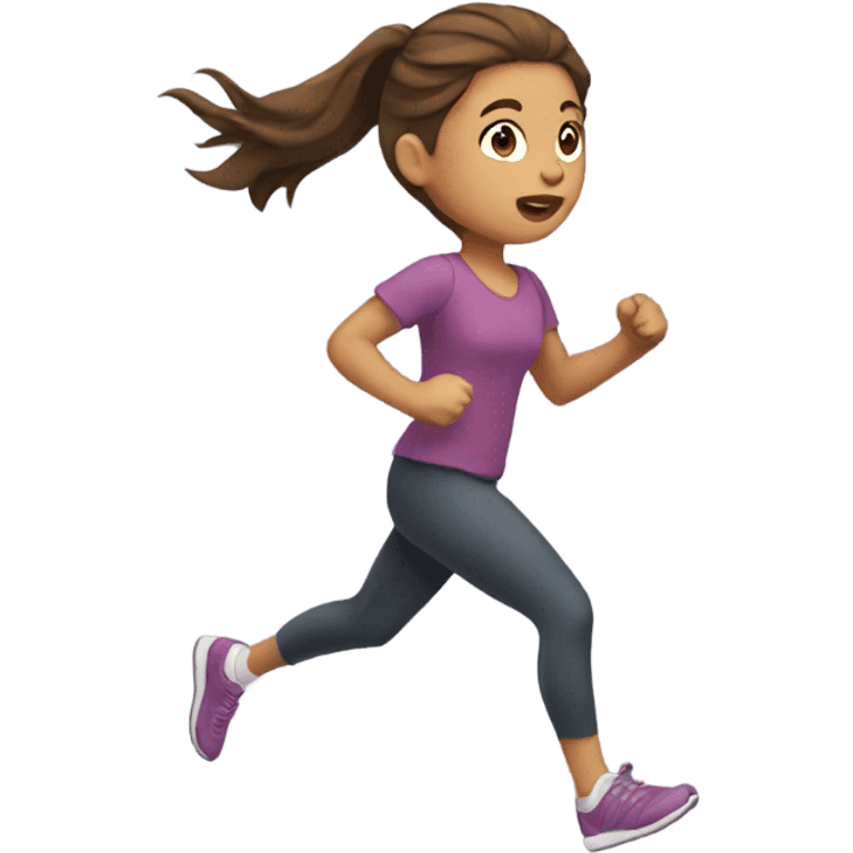 Girl with brown hair running emoji