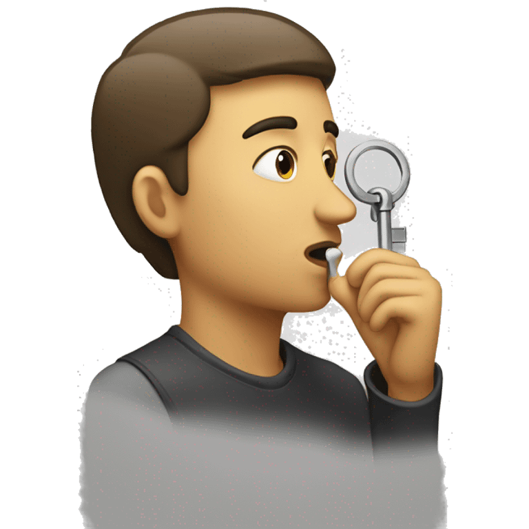 Person smelling their key with it to their nostril emoji