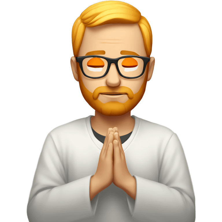 man with orange beard and short blond hair as he praying with orange glasses  emoji