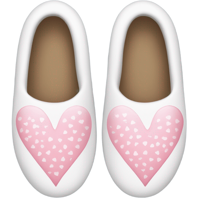 White slippers with light pink hearts emoji