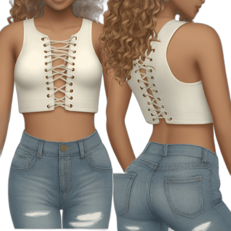 shakira realistic lace up crop top and short jeans emoji