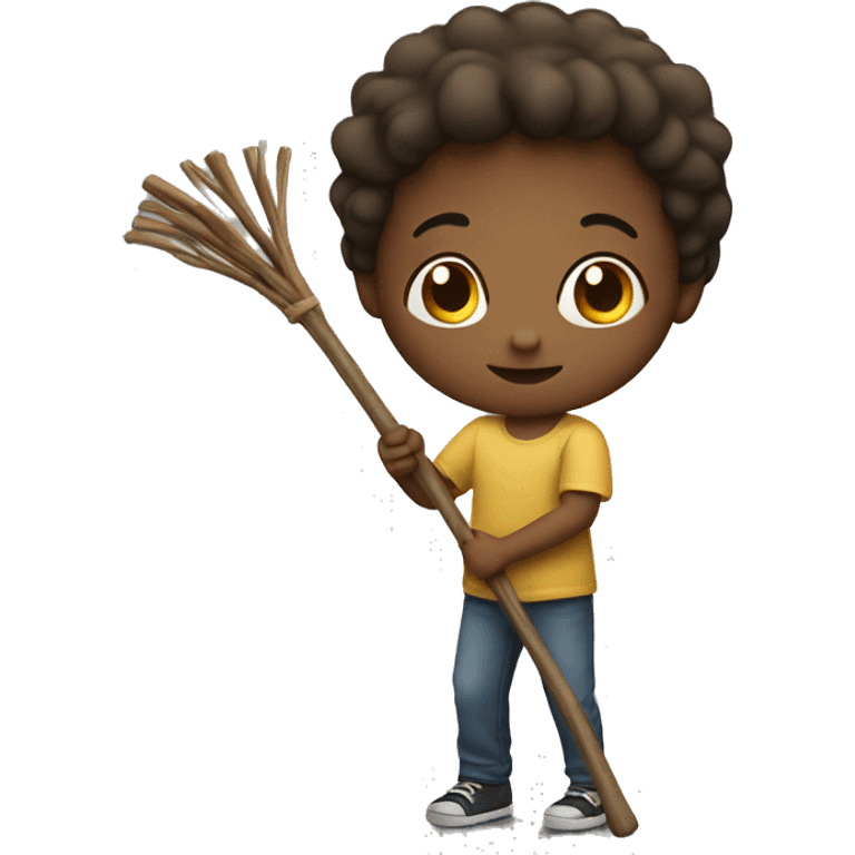 little kid holding a stick emoji