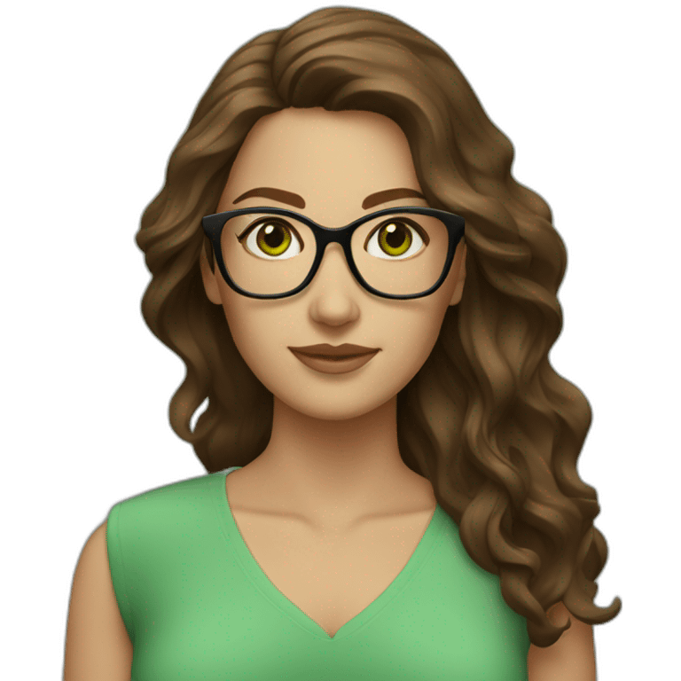 woman-with-wavy-brown-hair-square-glasses-green-eyes emoji