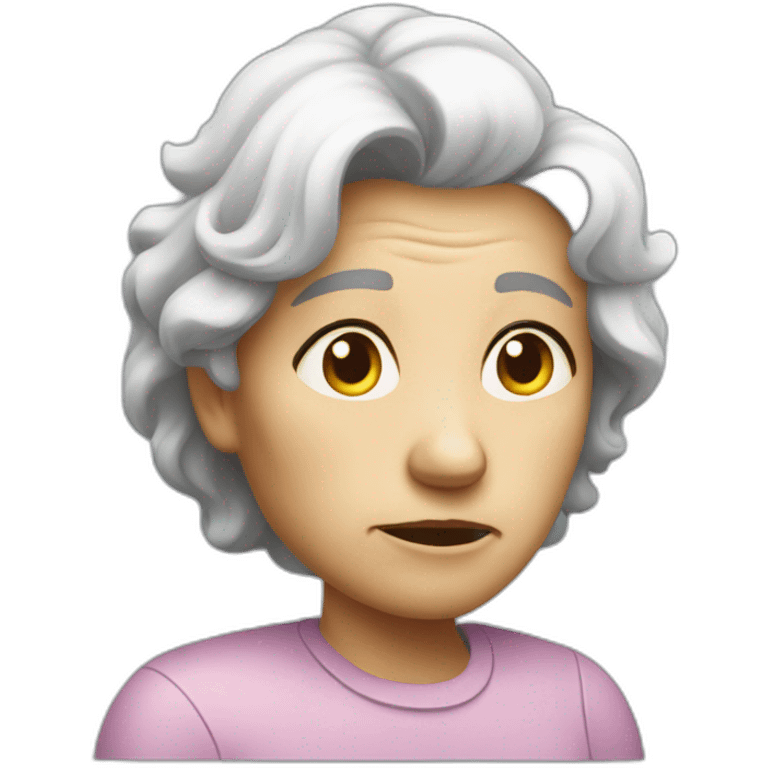 Mother worried old White techy emoji