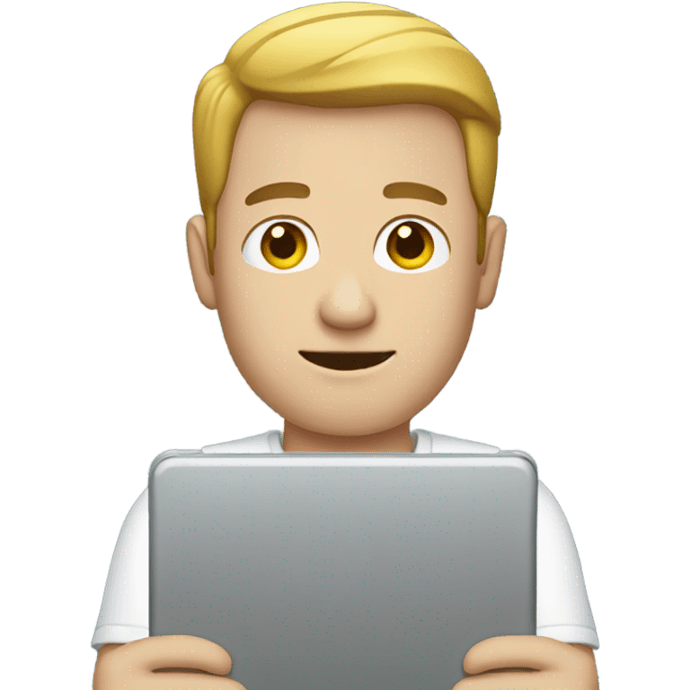 white men standing with ipad emoji