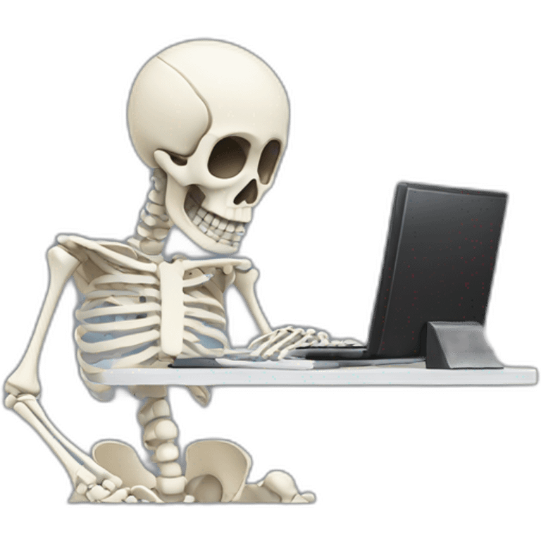 Skeleton typing on computer emoji