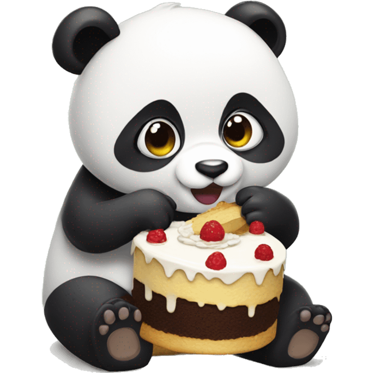 panda eating cake emoji