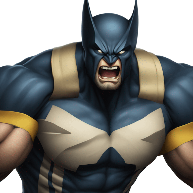 Wolverine and Batman fighting  emoji