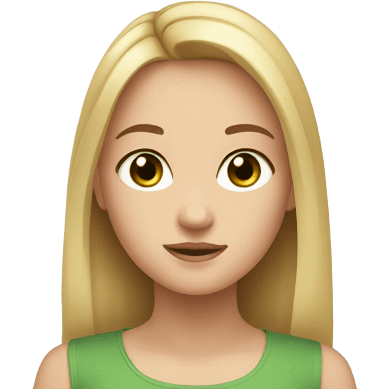 a girl with green eyes and brown hair, and a girl with brown eyes and blonde hair emoji