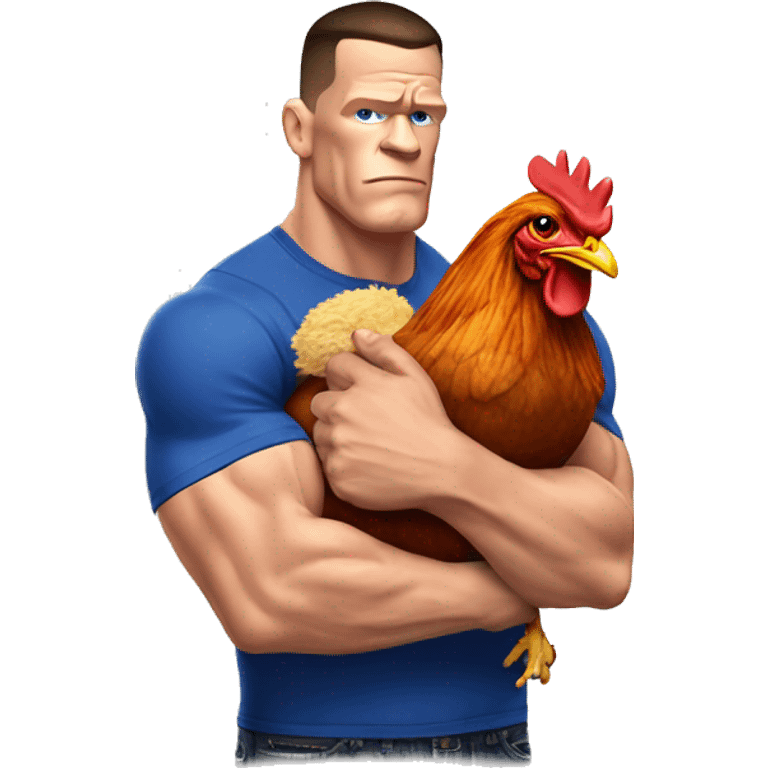 john cena with a chicken in a headlock emoji