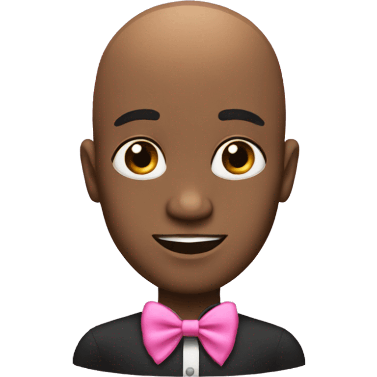 Black bald guy with pink bow emoji