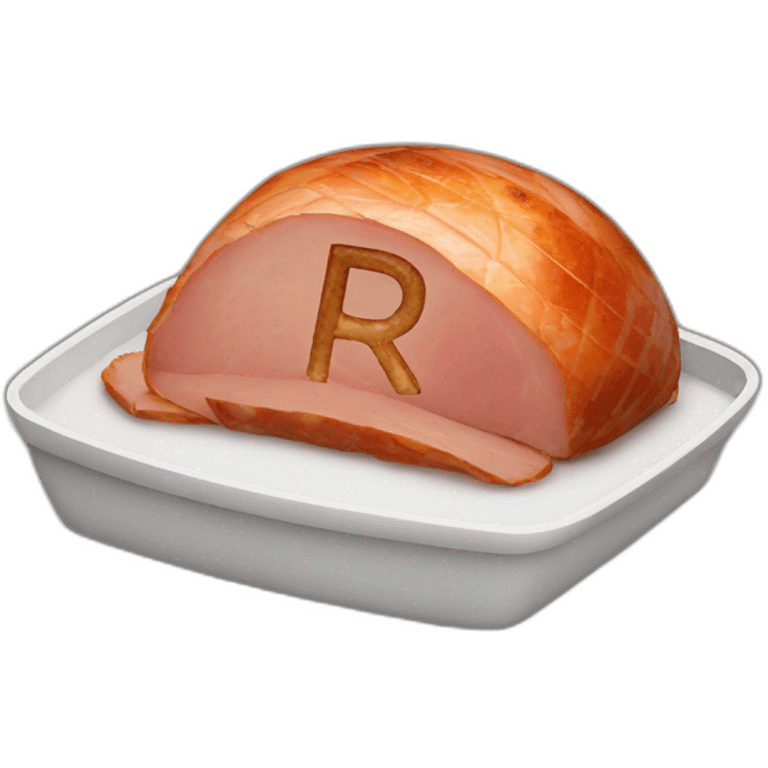 Baked ham with the letter r stamped emoji