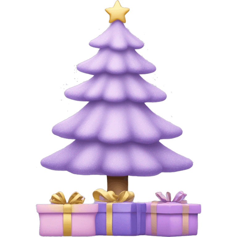 cute pastel purple christmas tree with pastel purple presents under  emoji