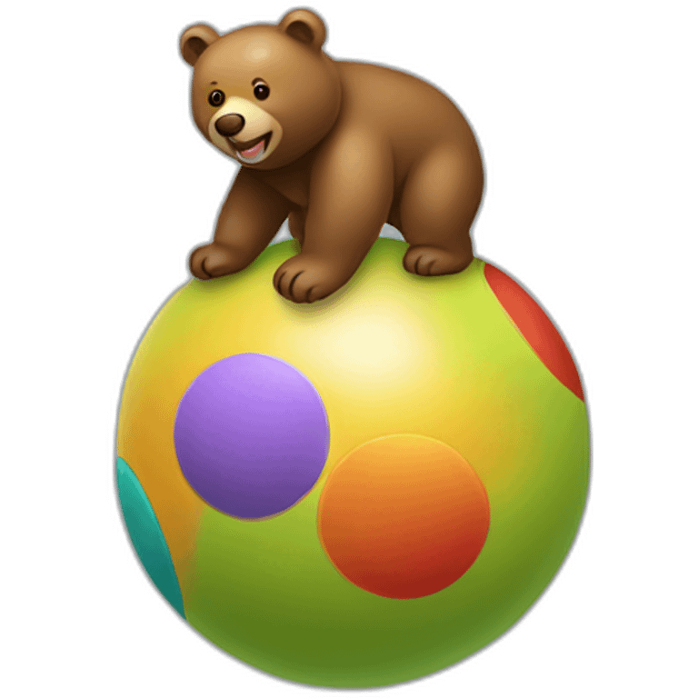 A three legged bear balancing on a bouncing ball emoji