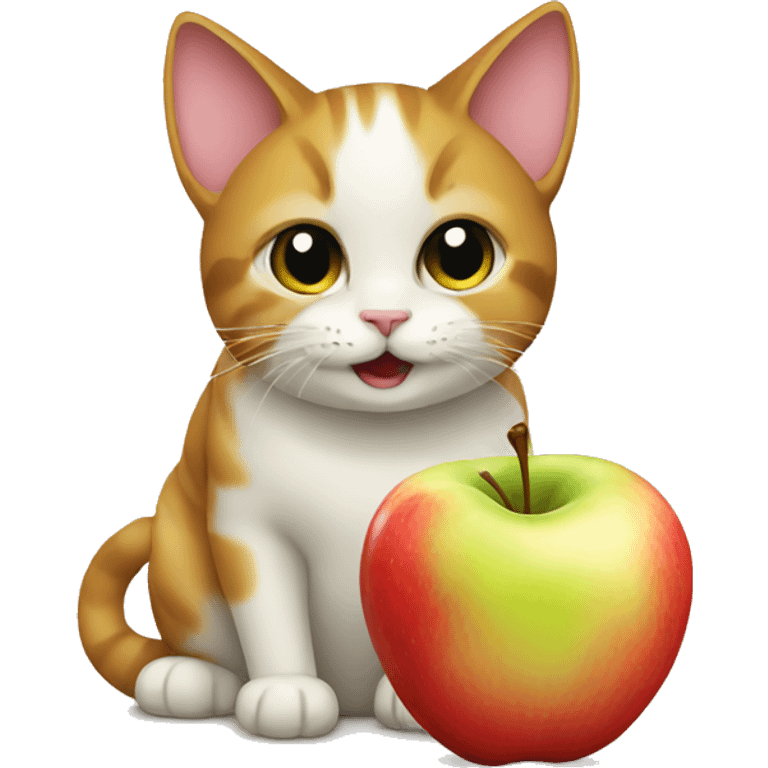 Cat eating apple emoji