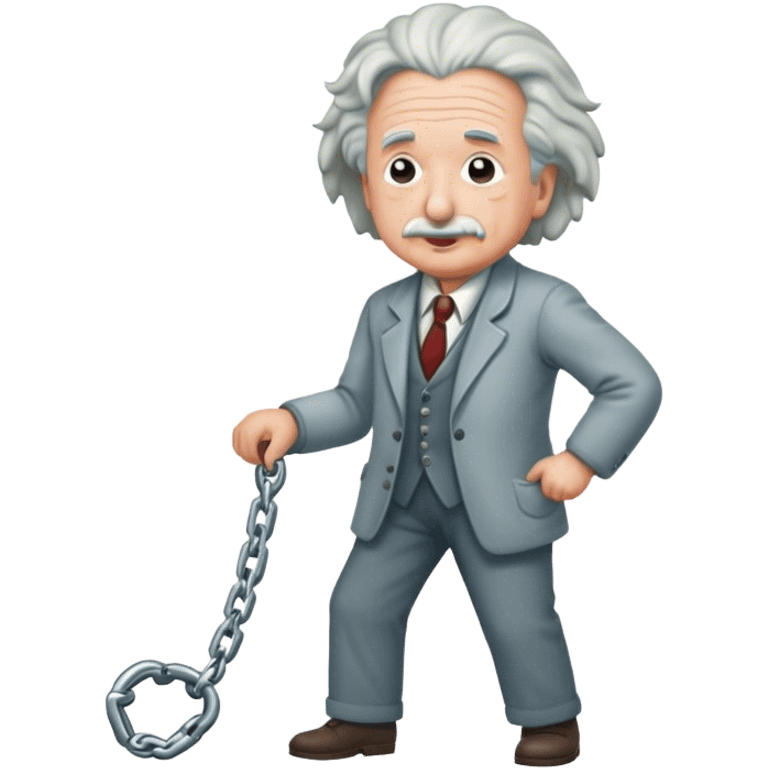 Albert einstein pulling on a chain emoji