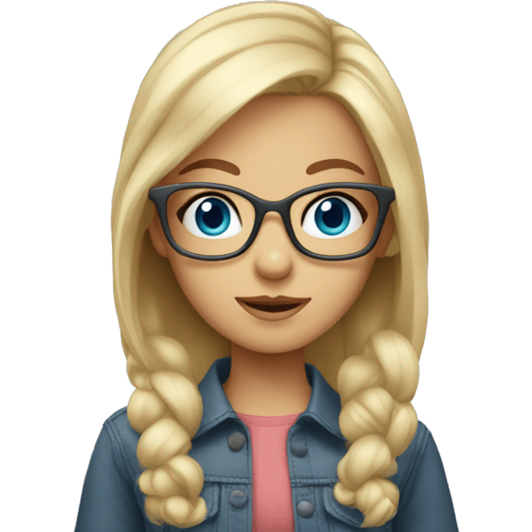 blond girl with grey-blue eyes and cute glasses  emoji